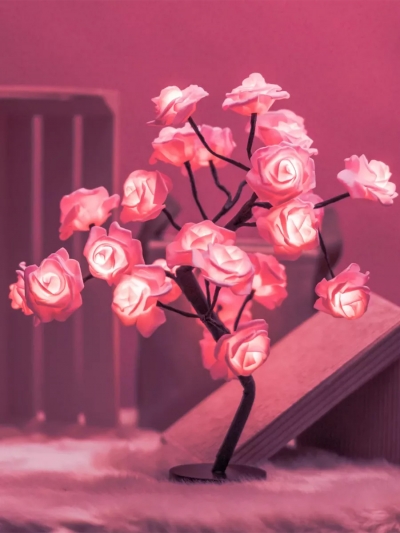 Светильник светодиодная роза LED, розовые цветы-2